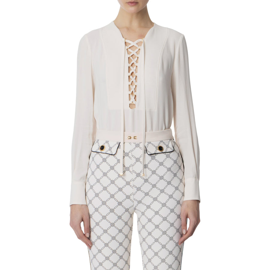 Blusa donna in georgette con lacci
