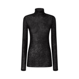 Maglia donna aderente a collo alto con micro paillettes