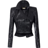 Giacca donna in pelle con trama a squame