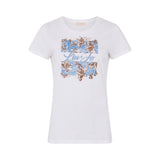 T-shirt donna con stampa e strass