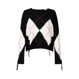 Maglione donna in lana e cashmere con maxi rombi