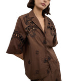 Camicia donna in cotone traforata