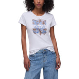 T-shirt donna con stampa e strass