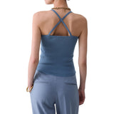 Top donna in maglia con incrocio