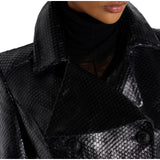 Giacca donna in pelle con trama a squame