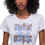 T-shirt donna con stampa e strass