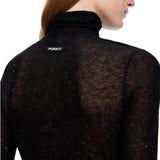 Maglia donna aderente a collo alto con micro paillettes