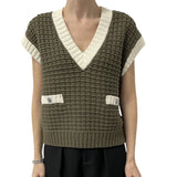 Gilet donna in maglia con contrasto colore