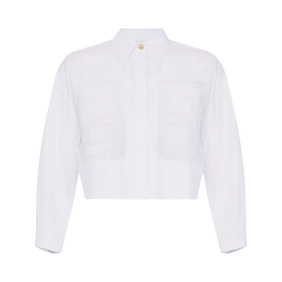 Camicia donna in popeline di cotone con ricami à jour