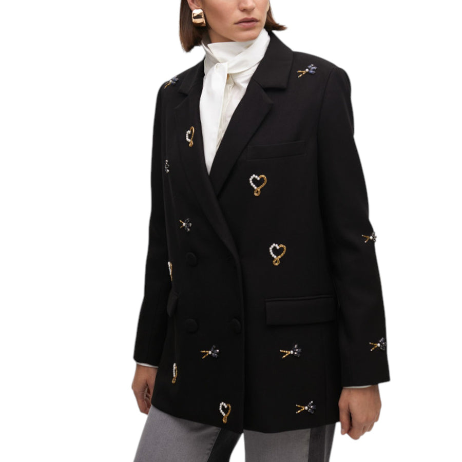 Blazer donna Ricamato con Dettaglio Gioielli