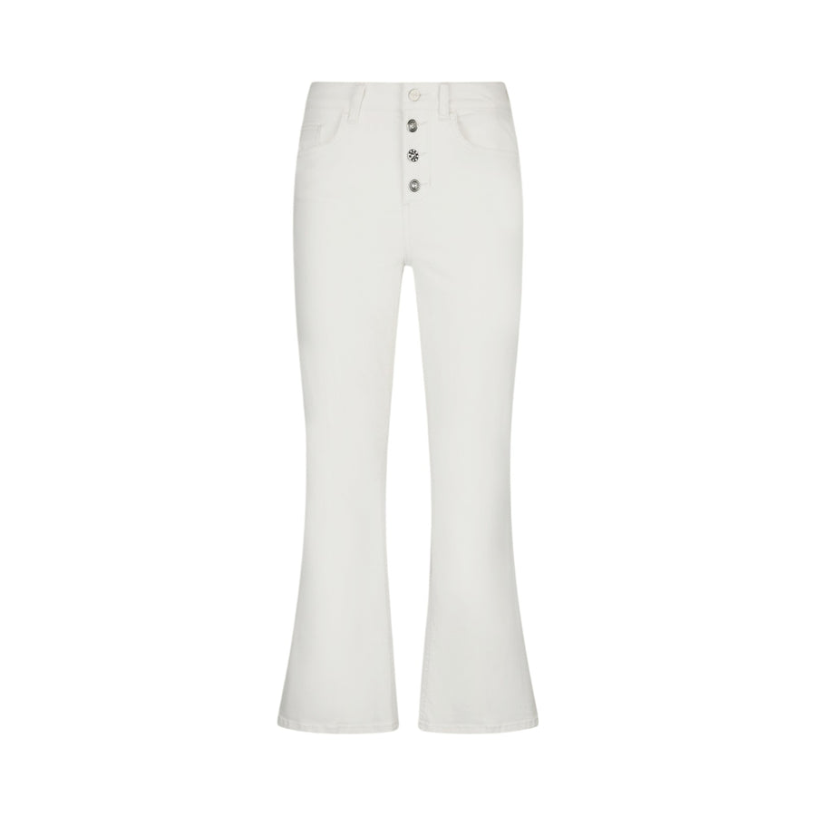 Pantaloni donna bootcut bianchi a vita alta
