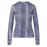 Crop-top donna effetto denim pitonato