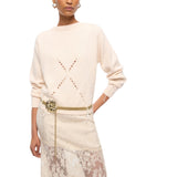 Maglione donna in lana e cashmere con maxi rombi