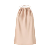 Top donna in satin con scollo all'americana