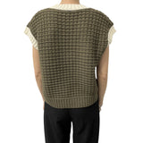 Gilet donna in maglia con contrasto colore