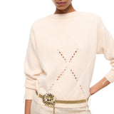 Maglione donna in lana e cashmere con maxi rombi