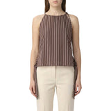 Top donna a righe con spalline sottili e fiocchi