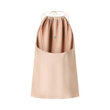Top donna in satin con scollo all'americana