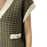 Gilet donna in maglia con contrasto colore