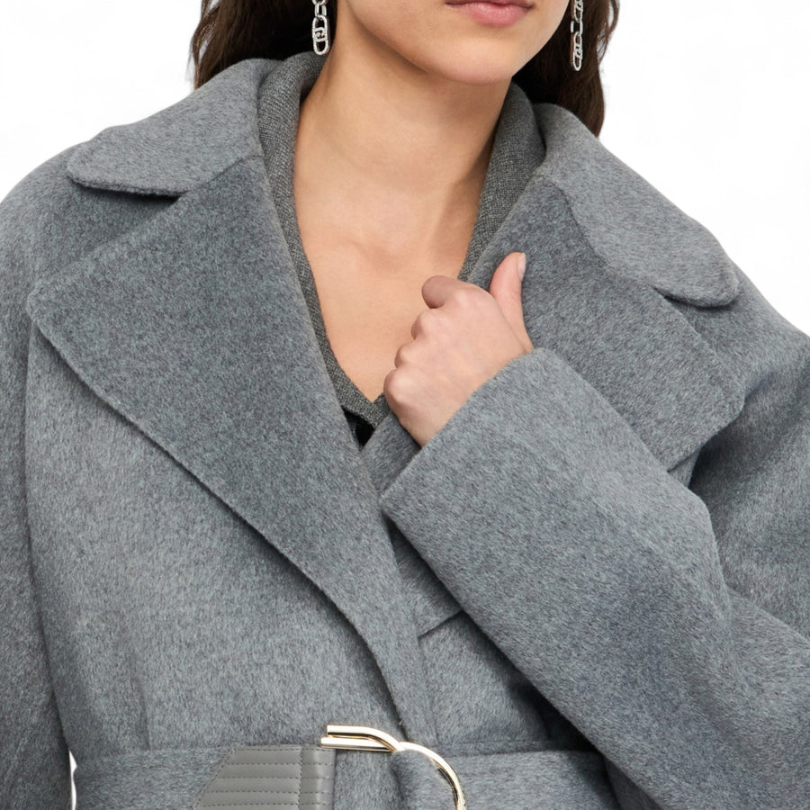 Cappotto donna in lana con cintura