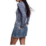 Crop-top donna effetto denim pitonato
