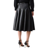 Gonna donna midi in tessuto spalmato