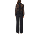 Blusa donna in crêponne con collo gioiello