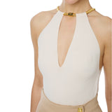 Top donna in maglia con snake gioiello