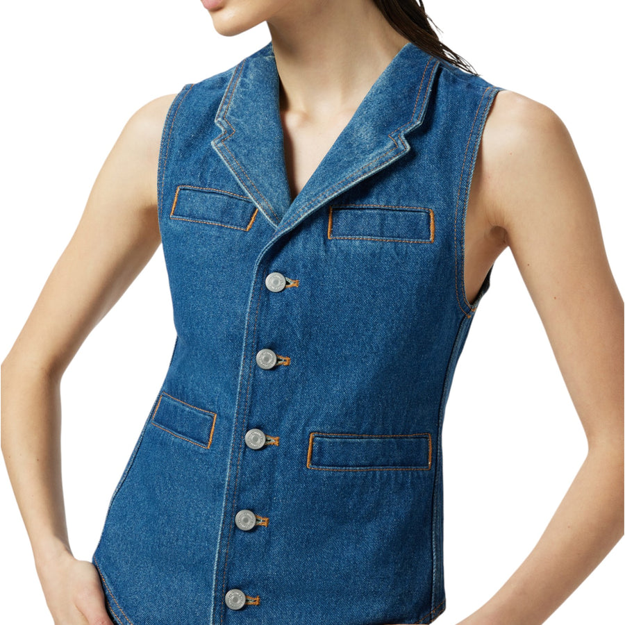 Gilet donna aderente jeans Reimagine PINKO X Patrick McDowell