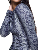 Crop-top donna effetto denim pitonato