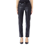 Pantalone donna in denim e tessuto spalmato