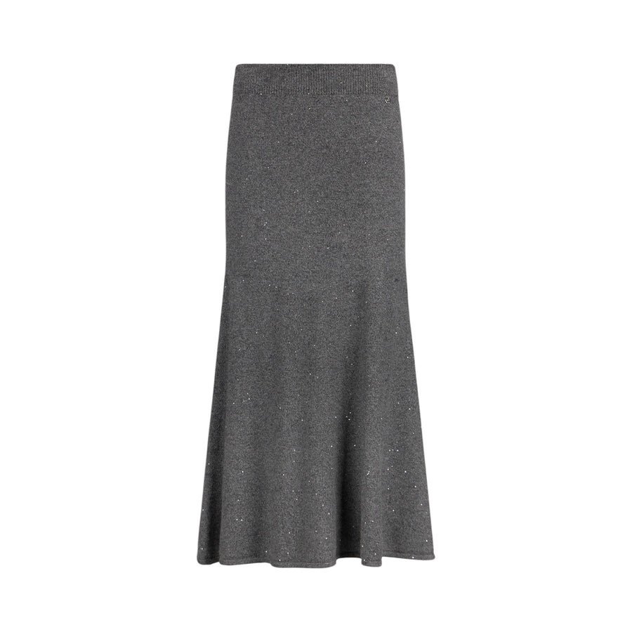Gonna donna midi in maglia con paillettes