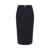 Gonna donna in crêpe con bande in raso