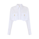Camicia donna con tasche e gemelli
