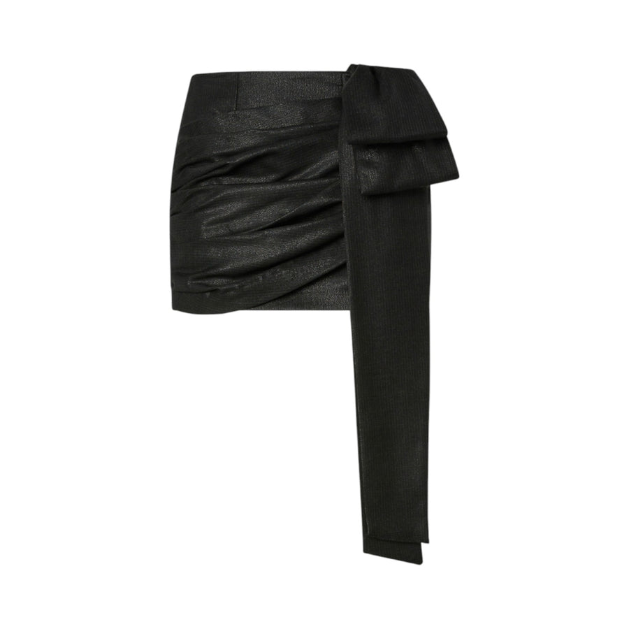 Minigonna donna gessata con fiocco