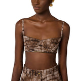 Reggiseno donna in cady e tulle con stampa alligatore