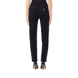 Pantalone donna in denim e tessuto spalmato