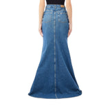 Gonna donna lunga in denim a campana