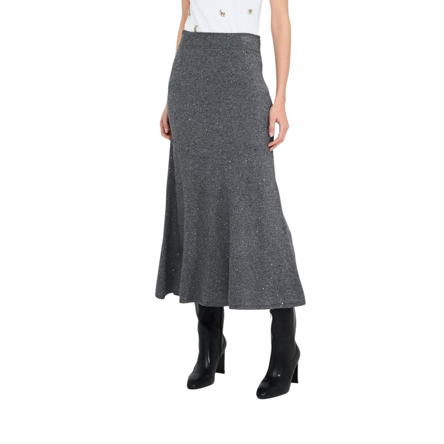 Gonna donna midi in maglia con paillettes