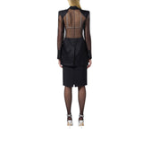 Gonna donna in crêpe con bande in raso