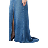 Gonna donna lunga in denim a campana