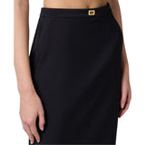 Gonna donna in crêpe con bande in raso