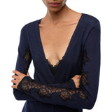 Abito Donna midi in lana con dettagli in pizzo