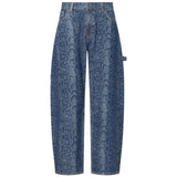 Jeans donna worker in denim pitonato