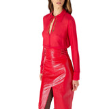 Camicia donna in georgette con loghi gioiello