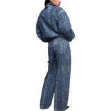Jeans donna worker in denim pitonato