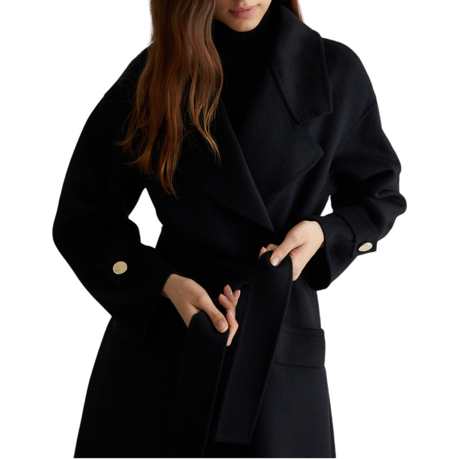 Cappotto donna in misto lana con cintura