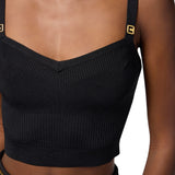 Top donna in maglia con dettagli logo