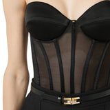 Top donna bustier in tulle e satin