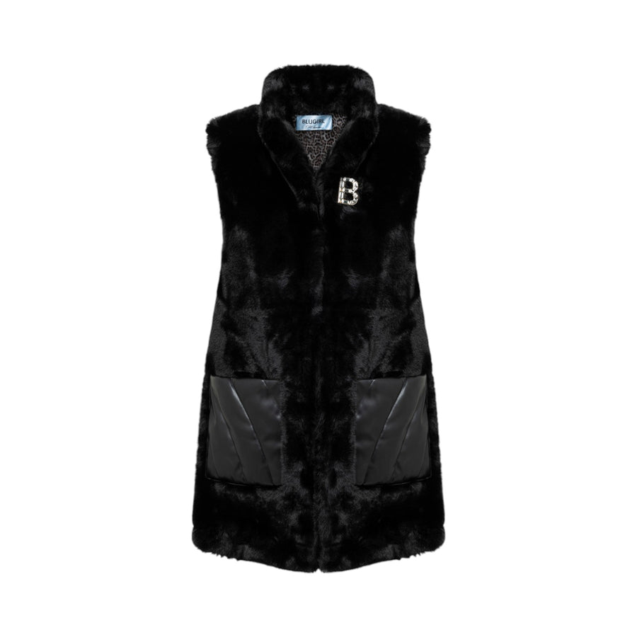 Gilet donna in faux fur con tasche